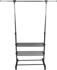 img 1 attached to 👕 Convenient and Stylish Mind Reader Rolling Garment Rack with 3 Shelves in Sleek Silver/Black Design