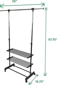 img 2 attached to 👕 Convenient and Stylish Mind Reader Rolling Garment Rack with 3 Shelves in Sleek Silver/Black Design