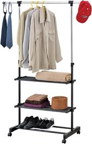 img 4 attached to 👕 Convenient and Stylish Mind Reader Rolling Garment Rack with 3 Shelves in Sleek Silver/Black Design