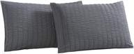 🛏️ vaulia decorative seersucker design king size pillow shams - grey set of 2: soft microfiber luxury logo