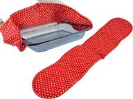 🔥 home-x heat resistant double oven mitt with red polka dot design - extra long potholder for cooking, serving, and arm protection - machine washable, 32" length logo