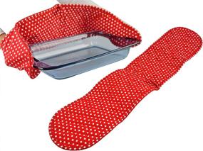 img 4 attached to 🔥 Home-X Heat Resistant Double Oven Mitt with Red Polka Dot Design - Extra Long Potholder for Cooking, Serving, and Arm Protection - Machine Washable, 32" Length