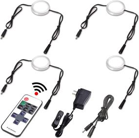 img 4 attached to 💡 Lvyinyin LED Under Cabinet Lighting Linkable Kit with Remote Control – Dimmable Puck Lights, Black Cable, 4 Lights, Daylight