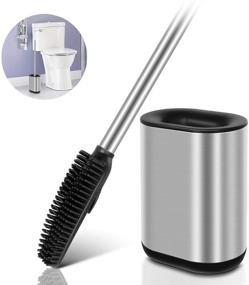 img 4 attached to 🚽 Efficient 3-in-1 Silicone Toilet Bowl Brush and Holder Set for Deep Cleaning & Bathroom Storage