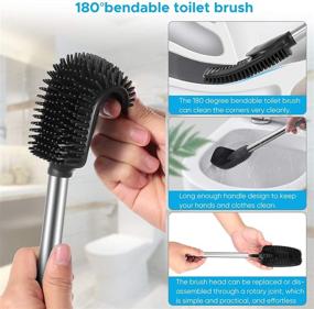 img 1 attached to 🚽 Efficient 3-in-1 Silicone Toilet Bowl Brush and Holder Set for Deep Cleaning & Bathroom Storage