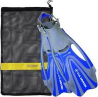 u.s. divers proflex fx fin with mesh carrying bag: electric blue, medium - enhanced performance and convenient portability logo