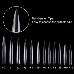 img 3 attached to 💅 Vcedas Extra Long Sharp False Nail Tips Acrylic Fake Nail Kit, 120 Pcs Stiletto Tools – 12 Sizes (Clear)