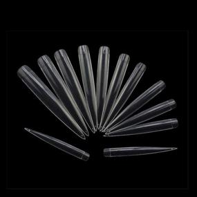 img 4 attached to 💅 Vcedas Extra Long Sharp False Nail Tips Acrylic Fake Nail Kit, 120 Pcs Stiletto Tools – 12 Sizes (Clear)