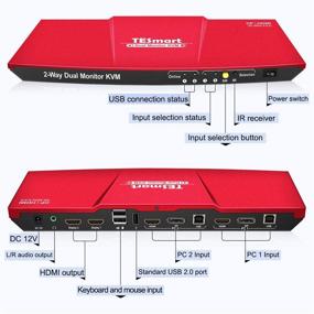 img 3 attached to TESmart DisplayPort + HDMI Dual Monitor KVM Switch: UHD 4K @60Hz, USB 2.0 Control, 2 Computers + 2 Monitors (Red)