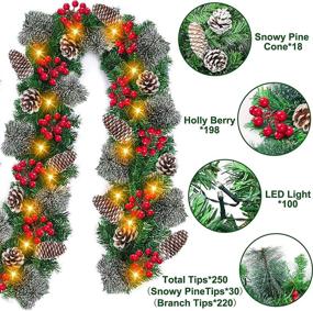 img 3 attached to 🎄 TURNMEON 9 Ft Prelit Artificial Christmas Garland Decor - 100 Lights, 8 Modes - Enhance Your Xmas Ambience Indoors & Outdoors!