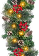 🎄 turnmeon 9 ft prelit artificial christmas garland decor - 100 lights, 8 modes - enhance your xmas ambience indoors & outdoors! logo