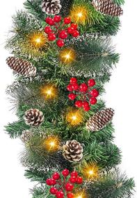 img 4 attached to 🎄 TURNMEON 9 Ft Prelit Artificial Christmas Garland Decor - 100 Lights, 8 Modes - Enhance Your Xmas Ambience Indoors & Outdoors!