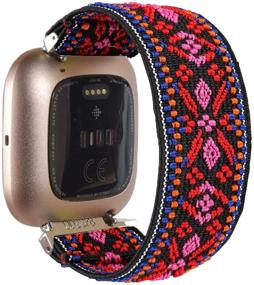 img 4 attached to 📿 Elastic Watch Band Replacement for Fitbit Versa 2, Fashionable Women's Watch Band Compatible with Fitbit Versa/Versa 2/Versa Lite