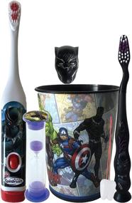 img 4 attached to 🦷 Marvel Avengers Bright Smile Oral Care Bundle with Turbo Powered Toothbrush, Built-in Brushing Timer, Mouthwash Rinse Cup, Dental Gift Bag, and Tooth Saver Necklace - Black Panther Edition V2.0