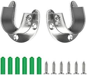 img 4 attached to 🔧 Favordrory 2-Piece Stainless Steel U-Shaped Closet Pole Sockets - Easy Install/Removal, Rod Support Flanges, Rod Socket Flange Set for Closet Poles