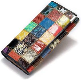 img 4 attached to Genuine Leather Blocking Patchwork Square 2 Women's Handbags & Wallets for Wallets