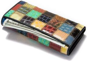 img 2 attached to Genuine Leather Blocking Patchwork Square 2 Women's Handbags & Wallets for Wallets