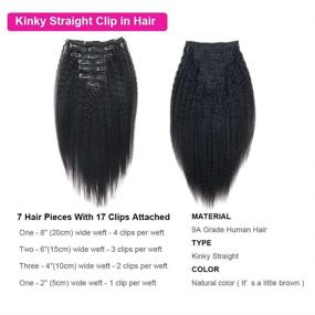 img 2 attached to Lovrio Kinkys Straight Hair Clip Ins: Natural Brazilian Virgin Hair Extensions for Big & Thick Volume | Real Remy Hair Ideal for Black Women | 7 Pieces 120g 12 Inch