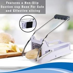 img 2 attached to 🍟 Commercial Grade French Fry Cutter Potato Slicer - Strongest-and-Heaviest Duty Vegetable and Potato Dicer with No-Slip Suction Base for Easy Slicing - Includes 2 Stainless Steel Blades