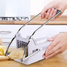 img 3 attached to 🍟 Commercial Grade French Fry Cutter Potato Slicer - Strongest-and-Heaviest Duty Vegetable and Potato Dicer with No-Slip Suction Base for Easy Slicing - Includes 2 Stainless Steel Blades