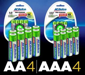 img 3 attached to ACDelco Precharged Rechargeable Batteries AA and AAA, Insta-Use, 8 Each, Green - Pack of 8 AA & AAA Batteries