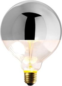 img 1 attached to 💡 Chrome Tipped Decorative Mirrored Light Bulb - Set of 2 - 40 Watt, Silver Half Dipped Edison Bulb, G40 Large Round Globe, E26 (Medium) Base, 120V, Incandescent, Dimmable