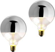 💡 chrome tipped decorative mirrored light bulb - set of 2 - 40 watt, silver half dipped edison bulb, g40 large round globe, e26 (medium) base, 120v, incandescent, dimmable logo
