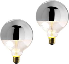 img 3 attached to 💡 Chrome Tipped Decorative Mirrored Light Bulb - Set of 2 - 40 Watt, Silver Half Dipped Edison Bulb, G40 Large Round Globe, E26 (Medium) Base, 120V, Incandescent, Dimmable