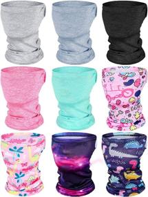 img 4 attached to Set of 9 Non-Slip Ice Silk Kids' Neck Gaiters 👶 for Summer - Dust and Sun Protection Face Covers with Chic Colors
