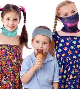 img 2 attached to Set of 9 Non-Slip Ice Silk Kids' Neck Gaiters 👶 for Summer - Dust and Sun Protection Face Covers with Chic Colors