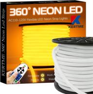 🌈 kertme 360° golden yellow neon led light strip - 16.4ft/5m, ac 110-120v, flexible, waterproof, dimmable, multi-modes - ideal for home, garden, building decor - includes remote control логотип