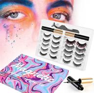 🌟 10 pairs upgraded reusable 3d 5d magnetic eyelashes kit - red gradient, waterproof magnetic eyeliner, tweezers, mink false eyelashes natural look - no glue, easy to wear logo