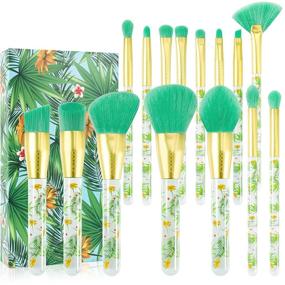 img 4 attached to 💄 Tropical Makeup Brushes: Docolor 14-Piece Professional Set for Flawless Makeup Application