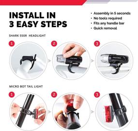 img 1 attached to 🚲 Cycle Torch Shark 550R Bike Light Set: USB Rechargeable, Free USB Tail Light, Easy On/Off – Ideal for Mountain, Kids, Street & Road Bicycles