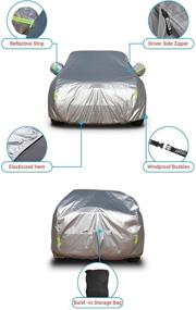 img 2 attached to 🚗 Shieldo Basic Car Cover: 100% Waterproof, Windproof Straps, Door Zipper, All-Season Weather-Proof - Fits 180-195 inches SUV with Built-in Storage Bag and Buckles