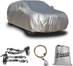 img 1 attached to 🚗 Shieldo Basic Car Cover: 100% Waterproof, Windproof Straps, Door Zipper, All-Season Weather-Proof - Fits 180-195 inches SUV with Built-in Storage Bag and Buckles