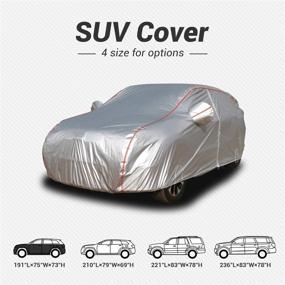 img 3 attached to 🚗 Shieldo Basic Car Cover: 100% Waterproof, Windproof Straps, Door Zipper, All-Season Weather-Proof - Fits 180-195 inches SUV with Built-in Storage Bag and Buckles