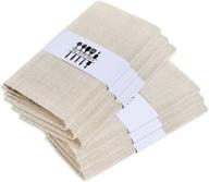 🍽️ set of 6 beige rustic natural cotton linen napkins - soft, comfortable, reusable cloth for weddings, celebrations, and party decor logo