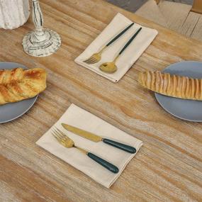 img 1 attached to 🍽️ Набор из 6 бежевых рустикальных натуральных хлопково-льняных салфеток - мягкий, комфортный, многоразовый материал для свадеб, праздников и оформления вечеринок.
