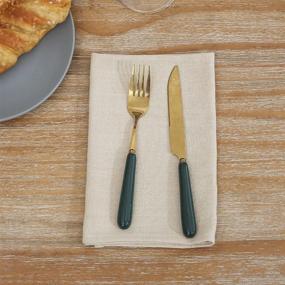 img 2 attached to 🍽️ Набор из 6 бежевых рустикальных натуральных хлопково-льняных салфеток - мягкий, комфортный, многоразовый материал для свадеб, праздников и оформления вечеринок.