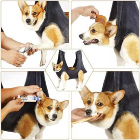 img 3 attached to Hyttrolly Dog Grooming Hammock: Restraint Bag for Comfortable Nail Trimming, Ear and Eye Care. Sturdy, Soft Fabric. Easy to Use Multifunctional Helper: Dry Towel for Bathing, Washing, Grooming.