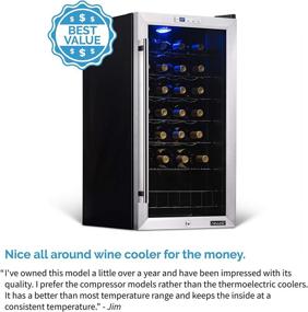 img 2 attached to 🍷 Stainless Steel NewAir Compressor Wine Cooler Refrigerator - 27 Bottle Capacity, Freestanding or Built-In, UV Protected Glass Door with Lock and Handle