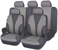 🚗 flying banner 9-piece full cover car seat covers - universal fit for car, truck, suv, and van - hot stamp breathable composite sponge with airbag compatibility - gray polyester fabric 031-style logo