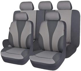 img 4 attached to 🚗 Flying Banner 9-Piece Full Cover Car Seat Covers - Universal Fit for Car, Truck, SUV, and Van - Hot Stamp Breathable Composite Sponge with Airbag Compatibility - Gray Polyester Fabric 031-Style