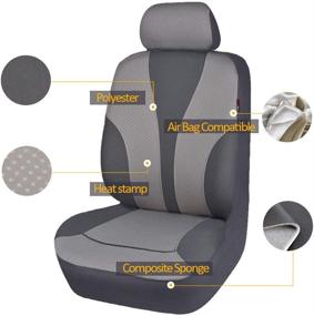 img 2 attached to 🚗 Flying Banner 9-Piece Full Cover Car Seat Covers - Universal Fit for Car, Truck, SUV, and Van - Hot Stamp Breathable Composite Sponge with Airbag Compatibility - Gray Polyester Fabric 031-Style