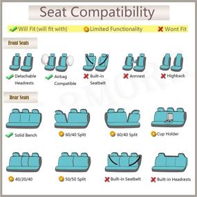 img 3 attached to 🚗 Flying Banner 9-Piece Full Cover Car Seat Covers - Universal Fit for Car, Truck, SUV, and Van - Hot Stamp Breathable Composite Sponge with Airbag Compatibility - Gray Polyester Fabric 031-Style