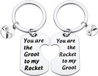 🌱 bleouk movie inspired keychain set: perfect friendship gift - you are the groot to my rocket logo