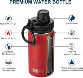 img 2 attached to 🧃 Koodee Kids Water Bottle: 12 oz Stainless Steel Vacuum Insulated Flask with Leakproof Spout Lid - Canyon Red (Wide Mouth)