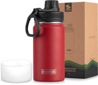 🧃 koodee kids water bottle: 12 oz stainless steel vacuum insulated flask with leakproof spout lid - canyon red (wide mouth) логотип