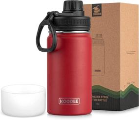 img 4 attached to 🧃 Koodee Kids Water Bottle: 12 oz Stainless Steel Vacuum Insulated Flask with Leakproof Spout Lid - Canyon Red (Wide Mouth)